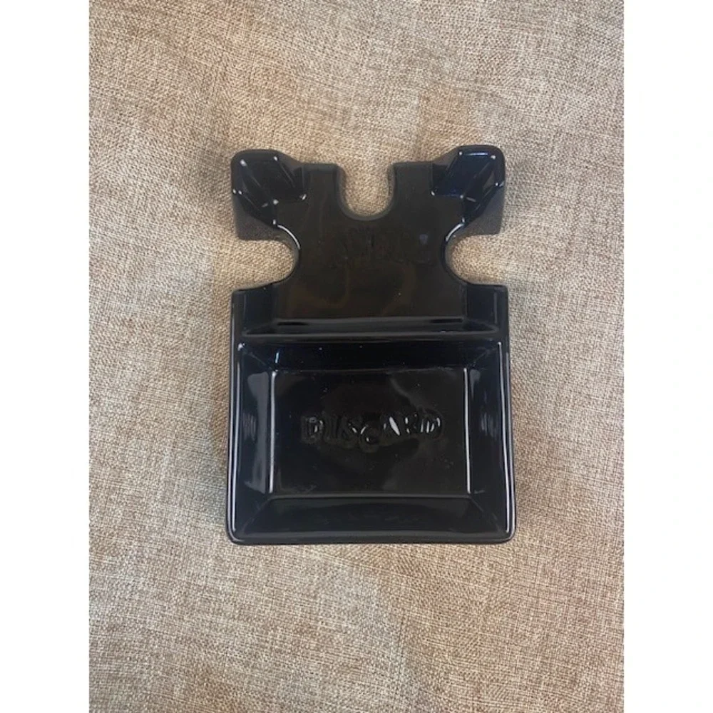 Restoration Hardware Black Ceramic Card Holder Pickup Discard Poker Accessory